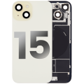 Back Glass With Steel Plate With Wireless NFC Charging MagSafe Magnet & Flashlight Flex Compatible For iPhone 15 (Used OEM Pull: Grade A) (Yellow)